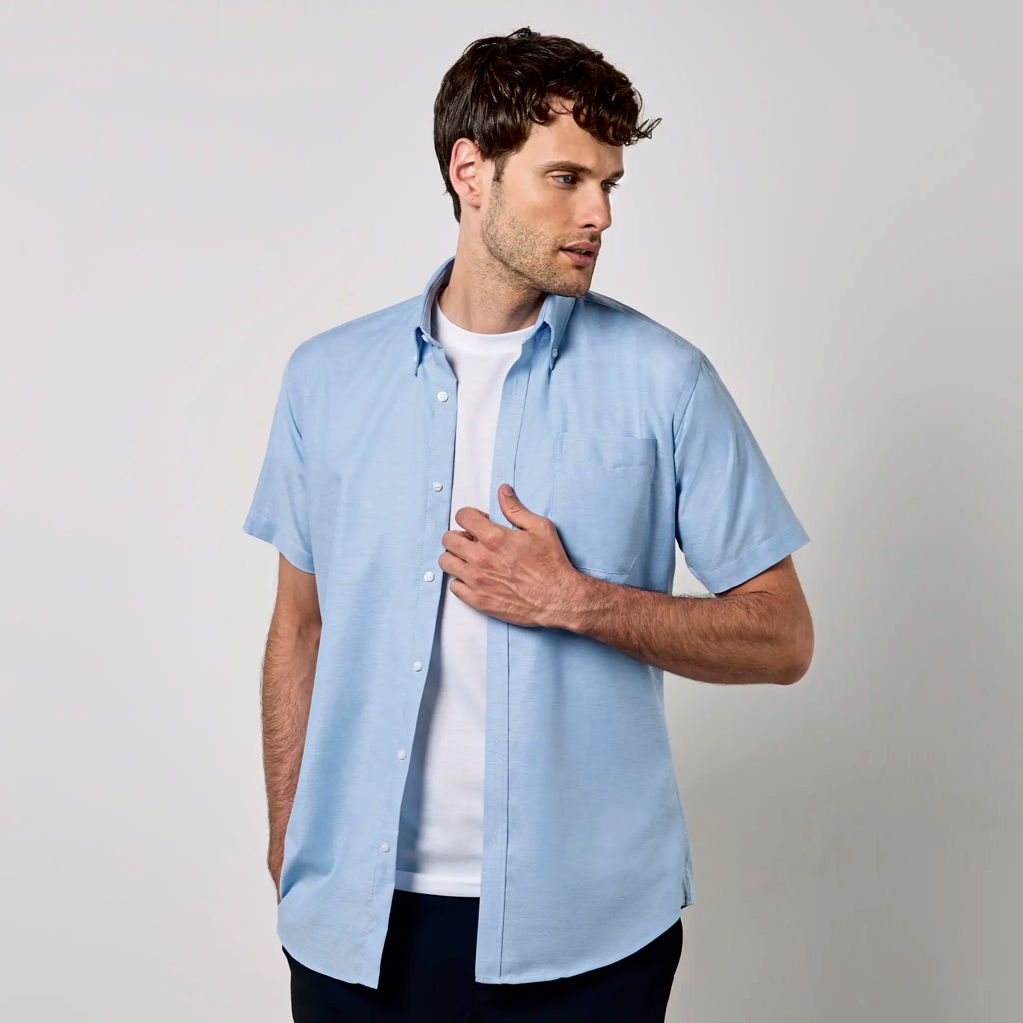 all-groups Men's Slim Fit Workwear Oxford Shirt Short Sleeve