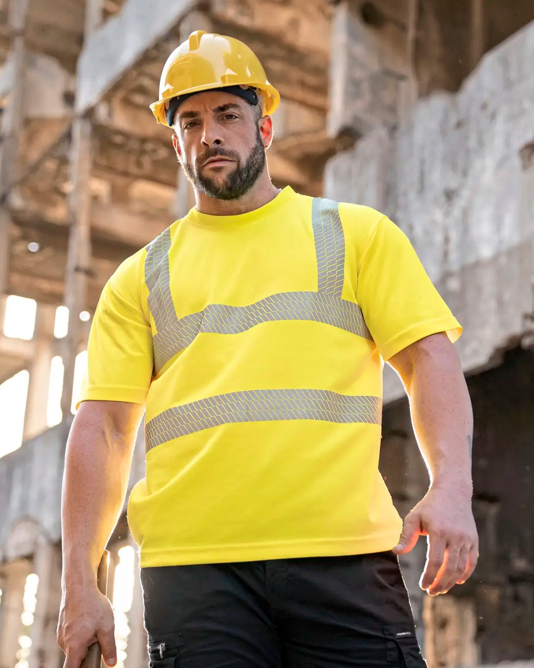 all-groups Men's Hi Vis Broken Reflective Premium T-Shirt Alhambra