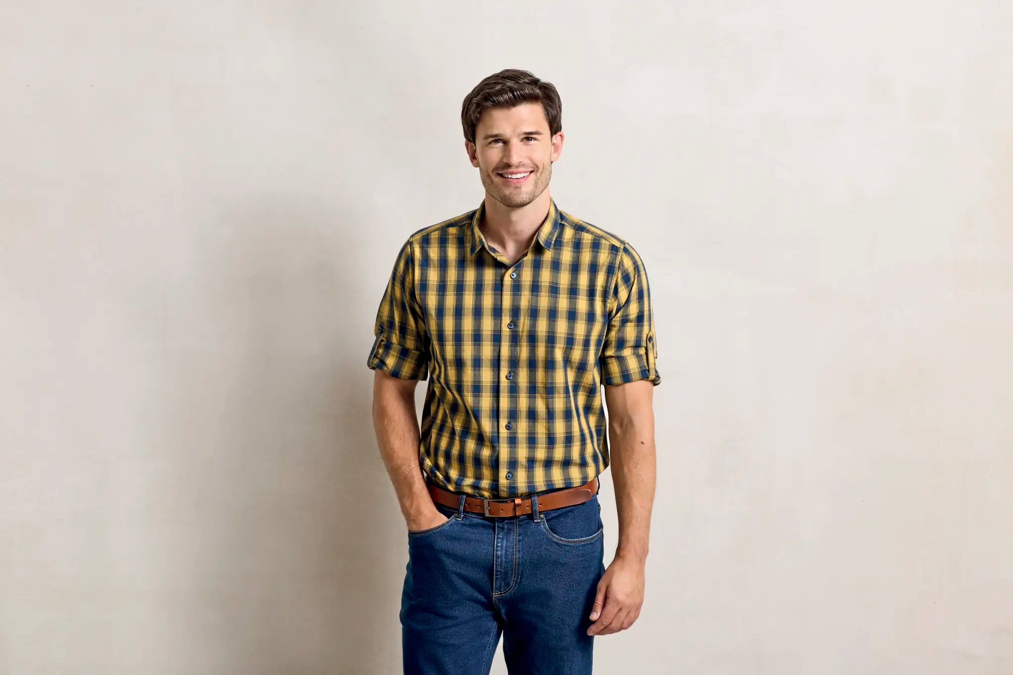 all-groups Men's Mulligan Check Cotton Long Sleeve Shirt