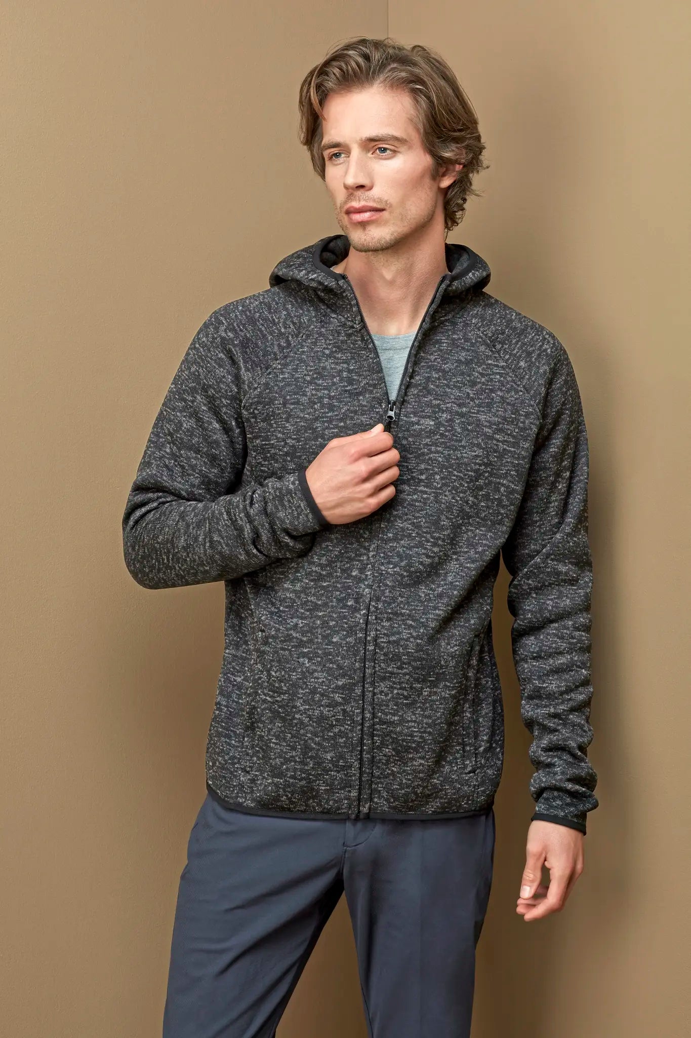 all-groups Men's Lux Hooded Knitfleece Jacket