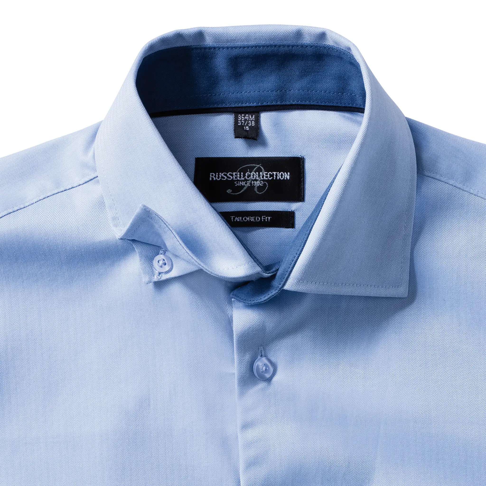 all-groups Men's Long Sleeve Tailored Contrast Herringbone Shirt